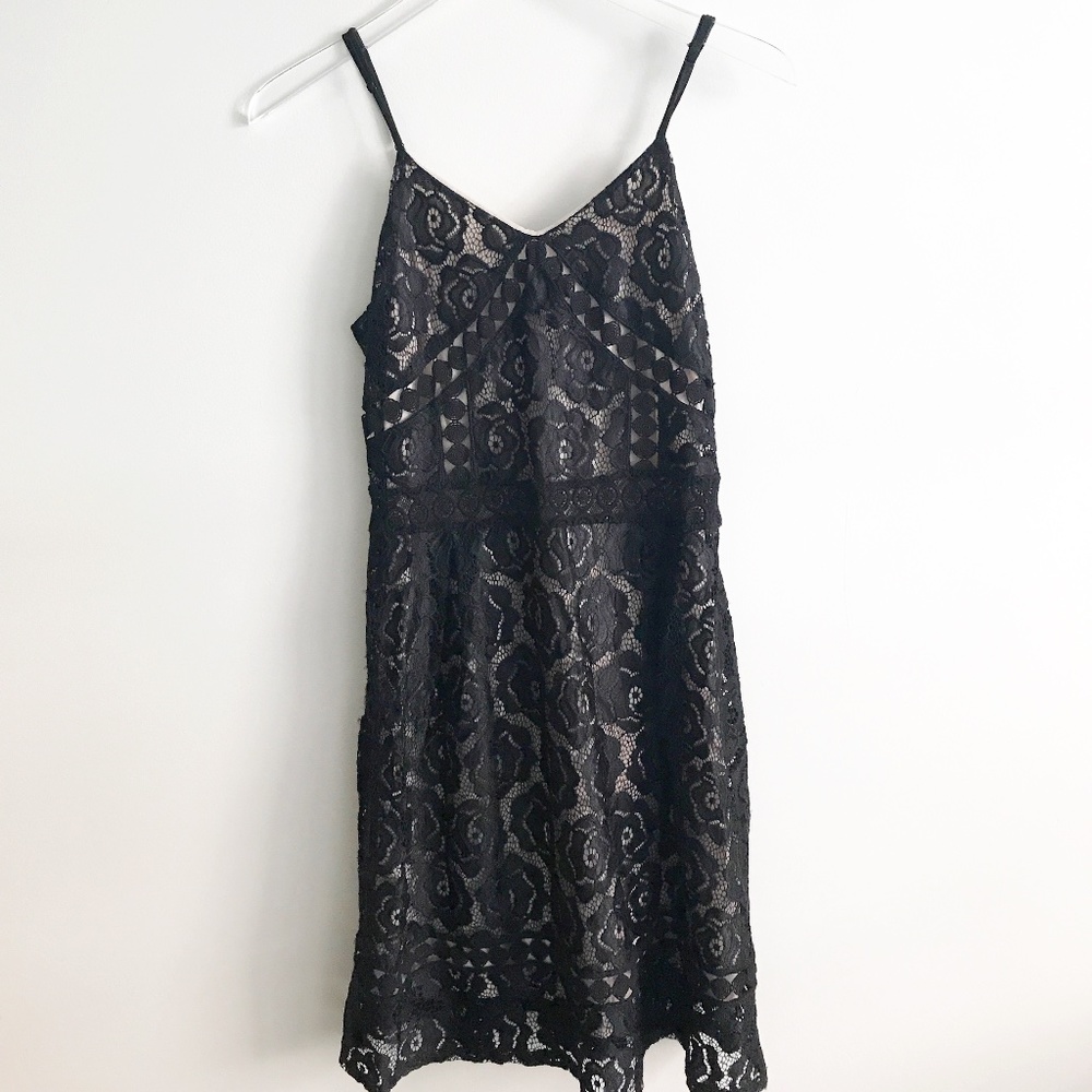 Aqua Black Lace cocktail Dress
